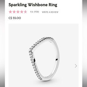 STERLING SILVER SPARKLING WISHBONE RING